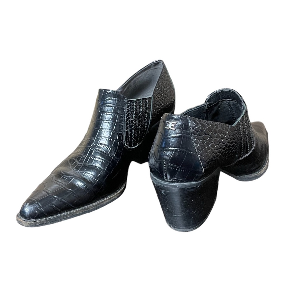 Sam Edelman Black Walton Crock Leather Ankle Boots Ladies Sz 8.5
